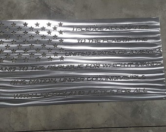 Pledge of Allegiance Steel American Flag, Pledge of Allegiance, Pledge of Allegiance Steel Metal Flag, Pledge of Allegiance Flag, Metal Flag