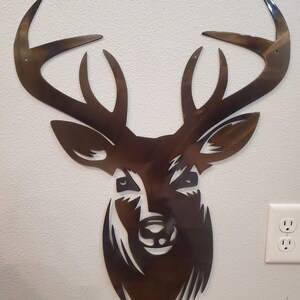 Deer Head Sign, Deer Antler Décor, Deer Hunter Gift, Deer Camp Sign, Deer Metal Sign, Fathers Day Gift,  Christmas Gift For Him