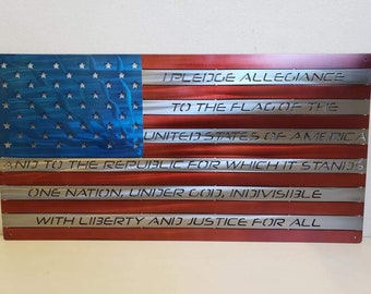 Metal Flag, American Flag, Metal American Flag, American Flag Metal, Metal Pledge Flag, Steel American Flag, US Flag, Pledge of Allegiance