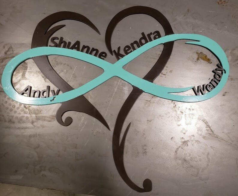 Steel Metal Sign Hanging Plasma Infinity Symbol with heart Custom /& Personalized Infinity Heart Metal Wall Art Steel wall d\u00e9cor