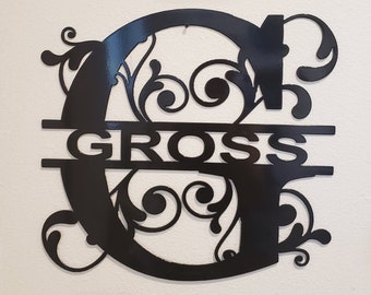 Custom Personalized Family Name Metal Sign, Metal Established Family Sign, Housewarming Gift, Door Hanger, Wedding Gift, Metal Monogram Sign