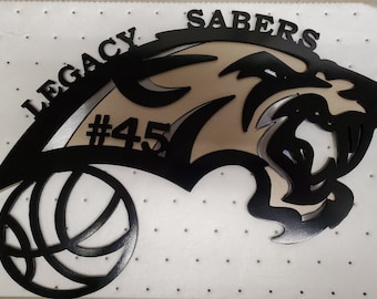 Legacy Sabers Personalized Basketball Metal Art, Legacy High School, Bismarck North Dakota High School,  Legacy Sabers Basketball, Sports