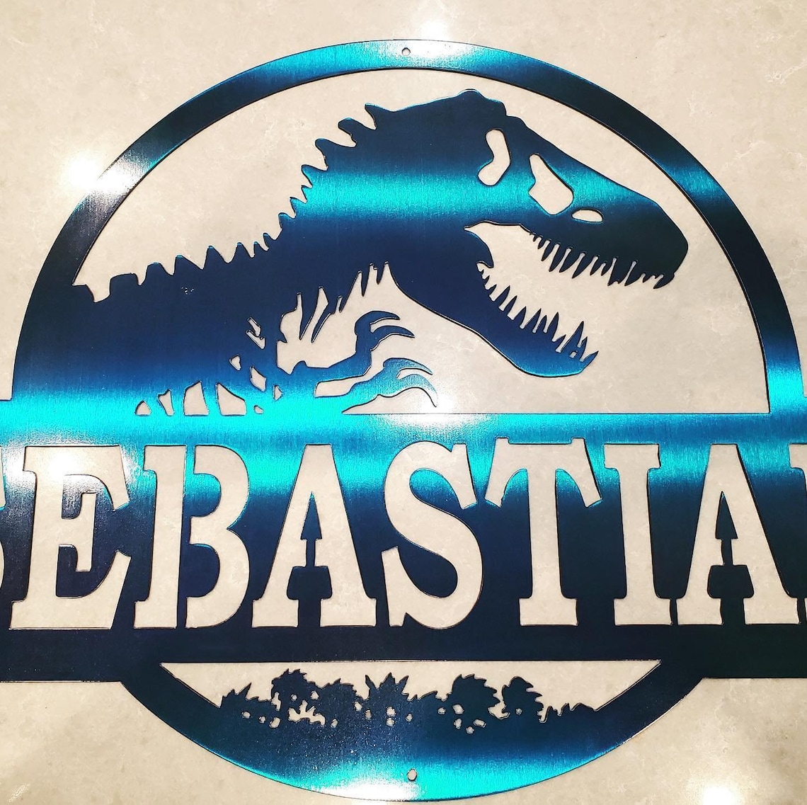 YOUR NAME Custom Jurassic Park T-Rex Dinosaur Patch Embroidered Name Tag iron-on