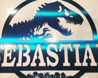 Custom Jurassic Park Dinosaur and Name Sign, Kids Bedroom Décor, Jurassic Park Décor, Dinosaurs, Dinosaur Bedroom Décor, T-Rex Dinosaur