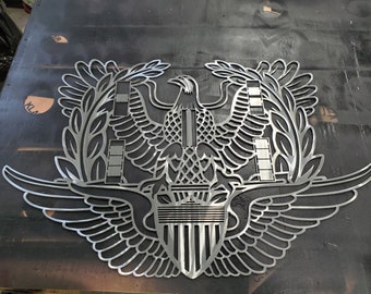 Warrant Officer Eagle Rising Metal Steel Sign with Aviation Wings, Metal Steel Sign, Eagle Rising, Warrant Officer Rising Eagle Sign