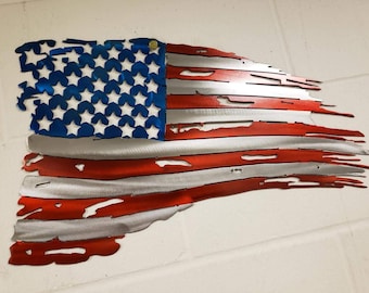 Colored Metal Flag With Red and Blue, Metal Flag Wall Art, Metal Flag Sign, Metal Wall Décor, Metal Flag Art, Red and Blue Flag