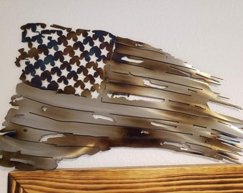 Heat Colored Metal Flag, Metal Flag Wall Art, Metal Flag Sign, Metal Wall Décor, Metal Flag Art