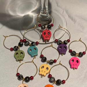 Sugar Skull wine charms - set of 8