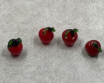 Apple Charms - Lampwork Glass Set of 5