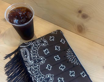 Brown Bandana Fringe Clutch