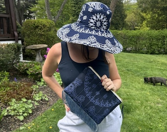 Navy Bandana Beach Hat