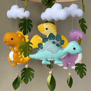 Baby mobile - dinosaur felt crib hanger - baby boy shower gift