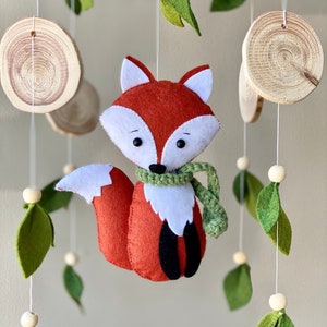 Móvil de zorro para bebé, móvil de bosque para bebé, regalo para baby shower, animales del bosque, guardería