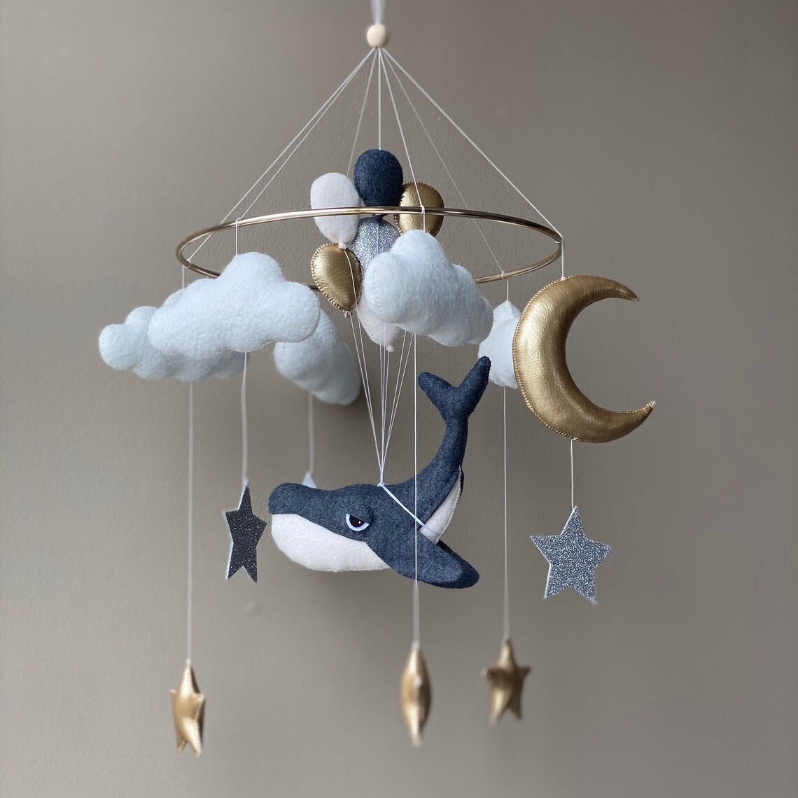 Whale baby mobile boy narwhal nautical nursery crib decor