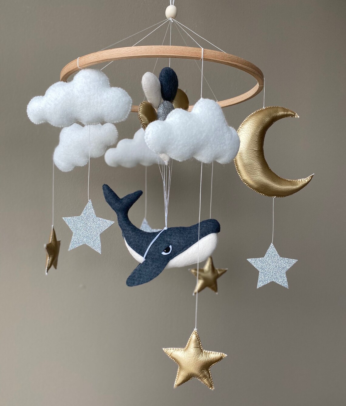Whale baby crib mobile boy narwhal nautical nursery decor