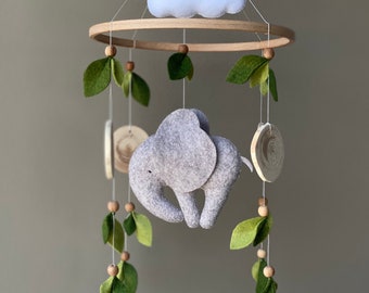 Baby mobile, Elephant nursery mobile, Africa tropical jungle animal nursery mobile, safari newborn present