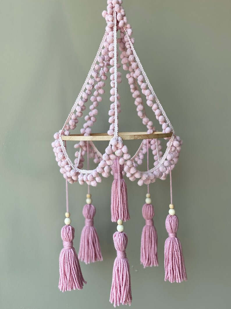 Tassel Mobile Chandelier Mobile Nursery Chandelier Boho Etsy