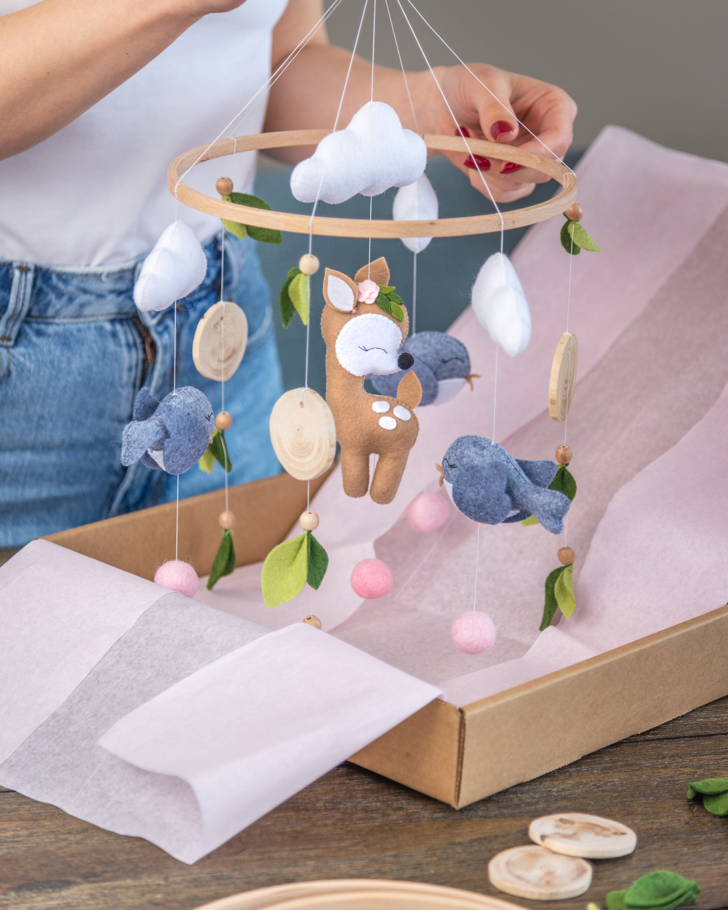 Baby Mobile Woodland Mobile Deer Mobile Girl Nursery Etsy Canada