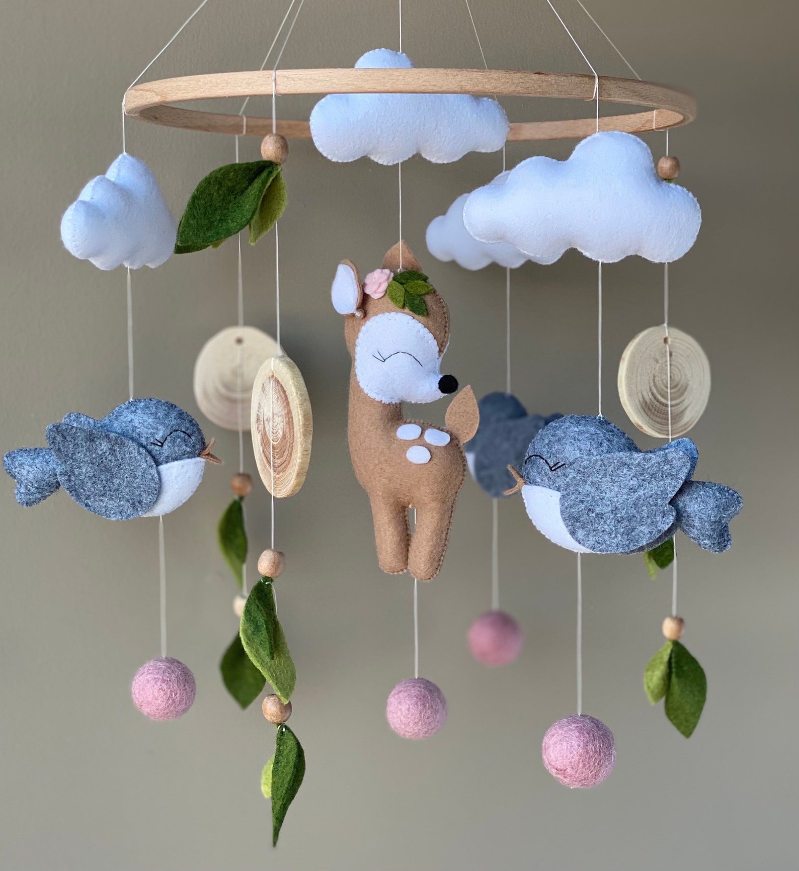 Baby Mobile Woodland Mobile Deer Mobile Girl Nursery Etsy Canada
