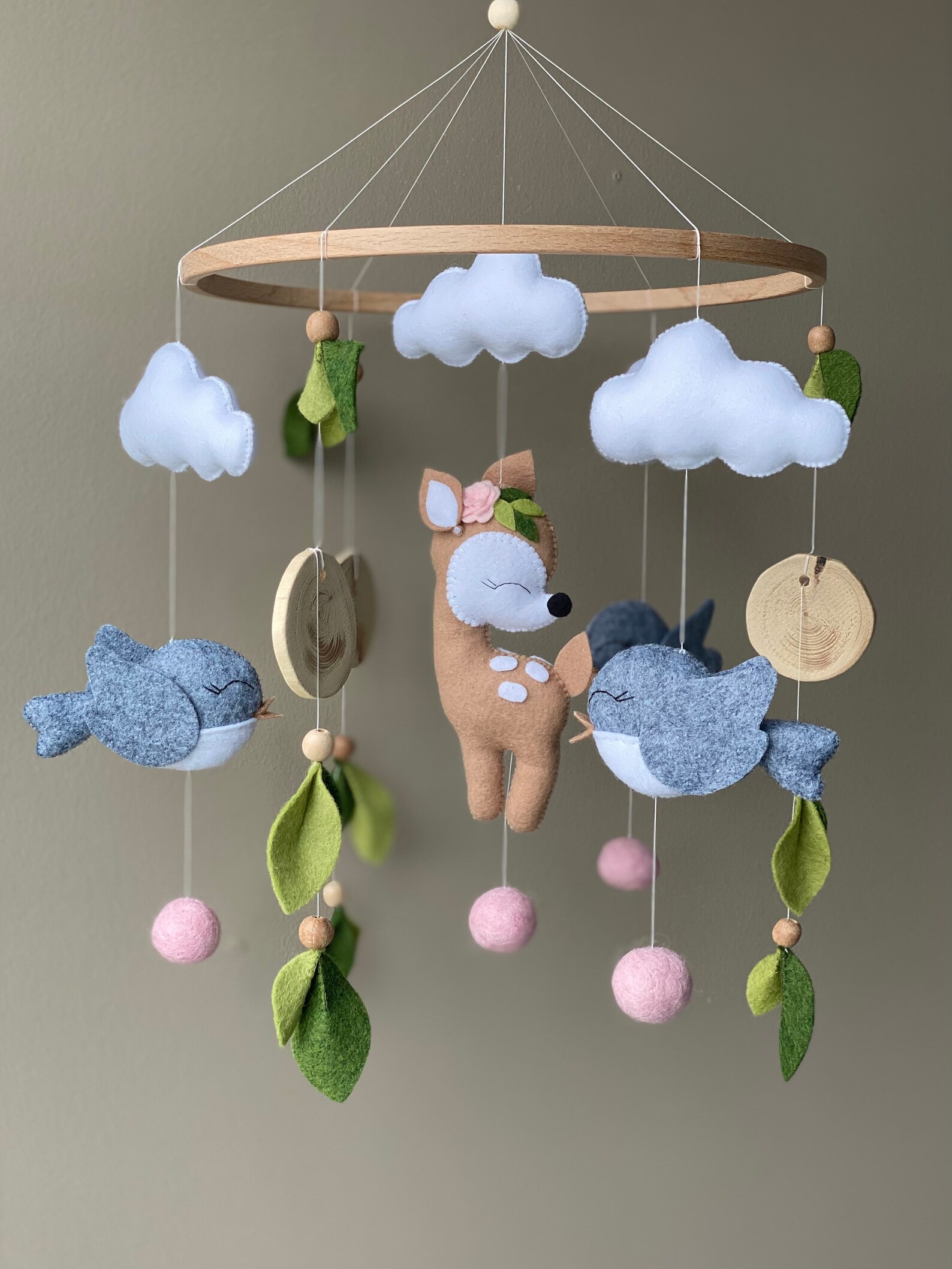 Baby Mobile Woodland Mobile Deer Mobile Girl Nursery Etsy Canada