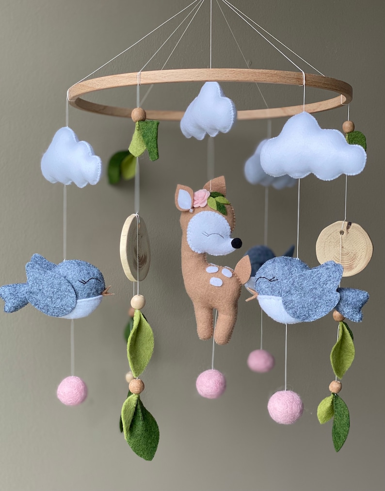 Baby Mobile Woodland Mobile Deer Mobile Girl Nursery Etsy Canada