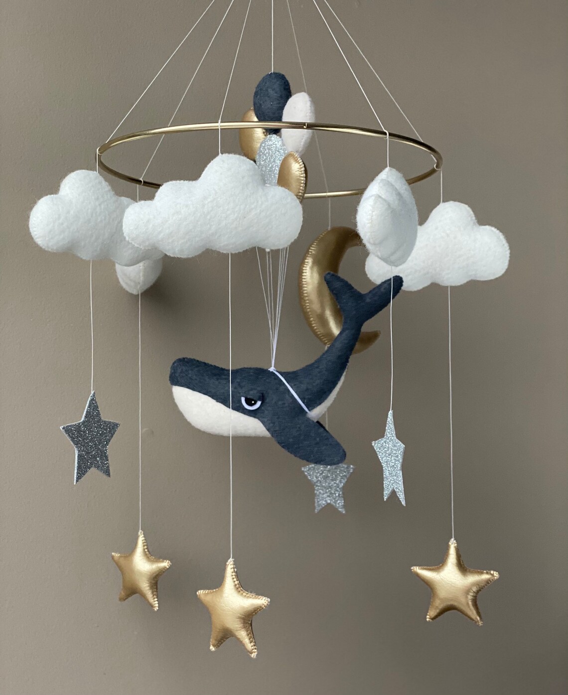 Whale baby mobile boy narwhal nautical nursery crib decor