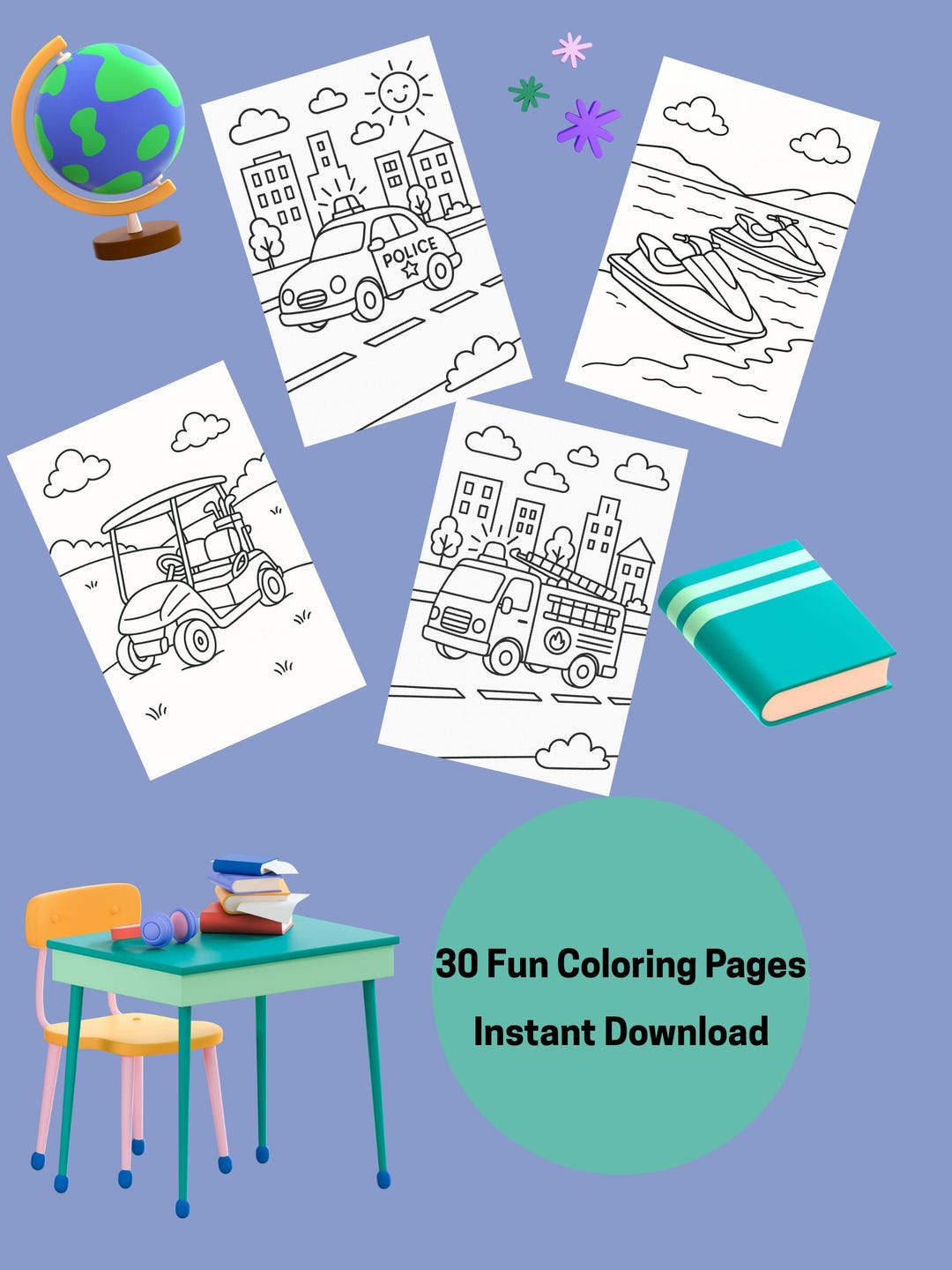 Fun Club Coloring Pages Fun Coloring Page Set | Instant Download | Summer Party Favors | Kid ...