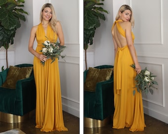 mustard color bridesmaid dresses