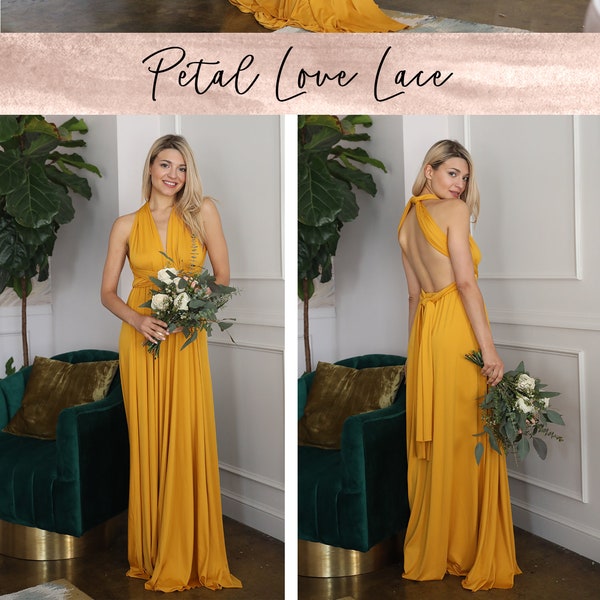 Holiday Sale! Yellow Bridesmaid Dress | Convertible Dress | Infinity Dress | Bridesmaid Gown |  Convertible Gown | Maxi Gown