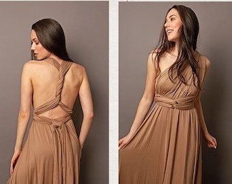 Holiday Sale!  Bridesmaid Dress | Convertible Dress | Infinity Dress | Bridesmaid Gown | Taupe Dress | Convertible Gown |  Maxi Dress |