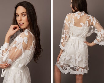 Holiday Sale! Lace Bride Robe | Bridal Robe | Gift for Bride | Honeymoon Robe | Wedding Robe | Lace Robe | Bridal Shower Gift | Bride Gift