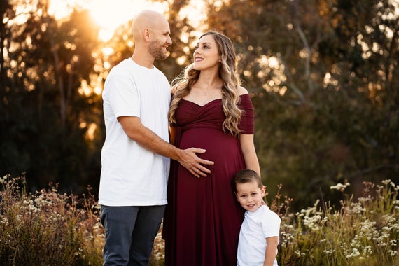 holiday maternity dresses PinkBlush Red Lace Overlay Maternity Maxi Dress main image 0