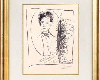 Pablo Picasso Arthur Rimbaud Portrait Drawing Modernist French Spanish Gay