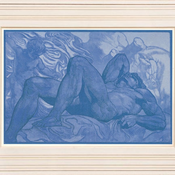 Adolfo De Carolis Fallen Giant Print Male Nude