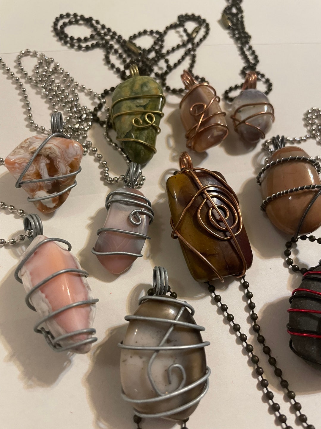 Wire Wrapped Polished Lake Superior Rock Necklace - Etsy