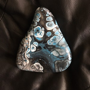 Acrylic Paint Poured Rock- Painted Rock- Fluid Rock Art