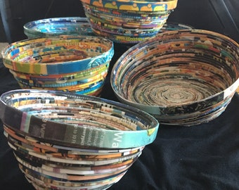 Recycled Paper Magazine Bowls Large