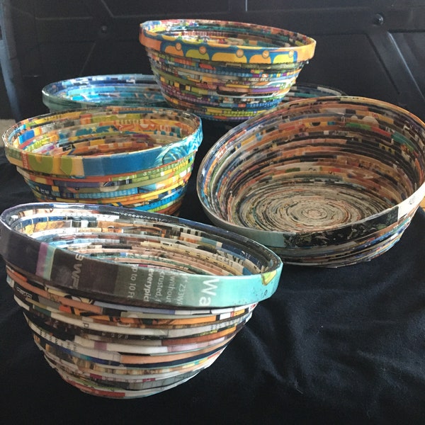 Recycled Paper Magazine Bowls Large