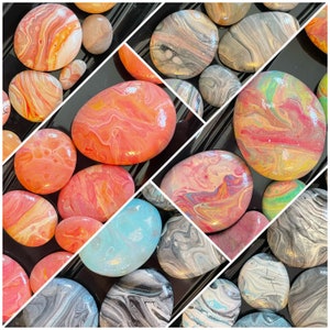 Decorative Rock Sets - Paint Poured decorative rocks - Unique Rocks