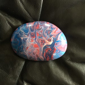 Acrylic Paint Poured Rock- Painted Rock - Fluid Rock Art