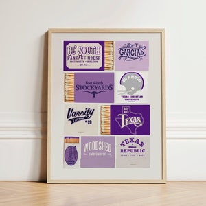 Texas Christian University TCU University Matchbook Print Fort Worth Texas College Gift Student Bar Graduation Alumni Christmas Holiday