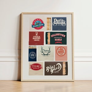 Cornell Matchbook Print Poster Ithaca, NY New York Student Gift Graduation Alumni Christmas Holiday Gift
