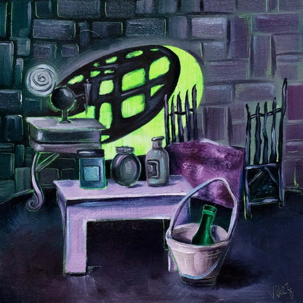 Sally's Room ORIGINAL OIL painting of The nightmare before Christmas, Halloween painting