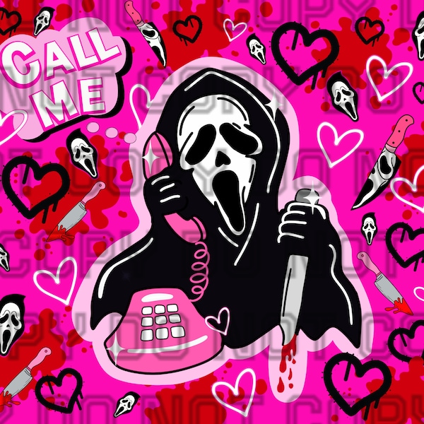 Call Me SCREAM GHOSTFACE pink tumbler PNG