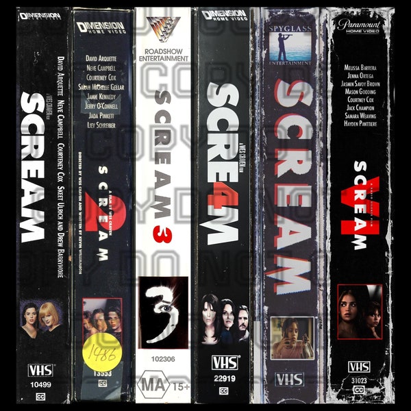 SCREAM MOVIE VHS template 1-6 (these are not the movies to watch)