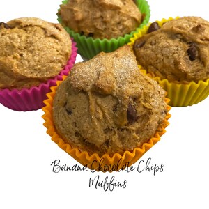 Vegan Banana Muffins with chocolate chips/Organic ingredients/Plant based Muffin/