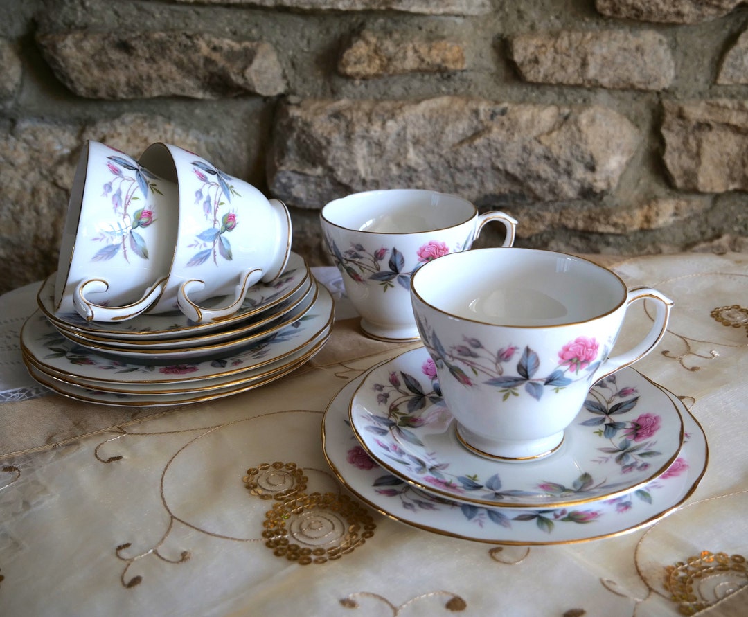 Duchess Bramble Rose Bone China Trio Pretty Vintage Cup Etsy