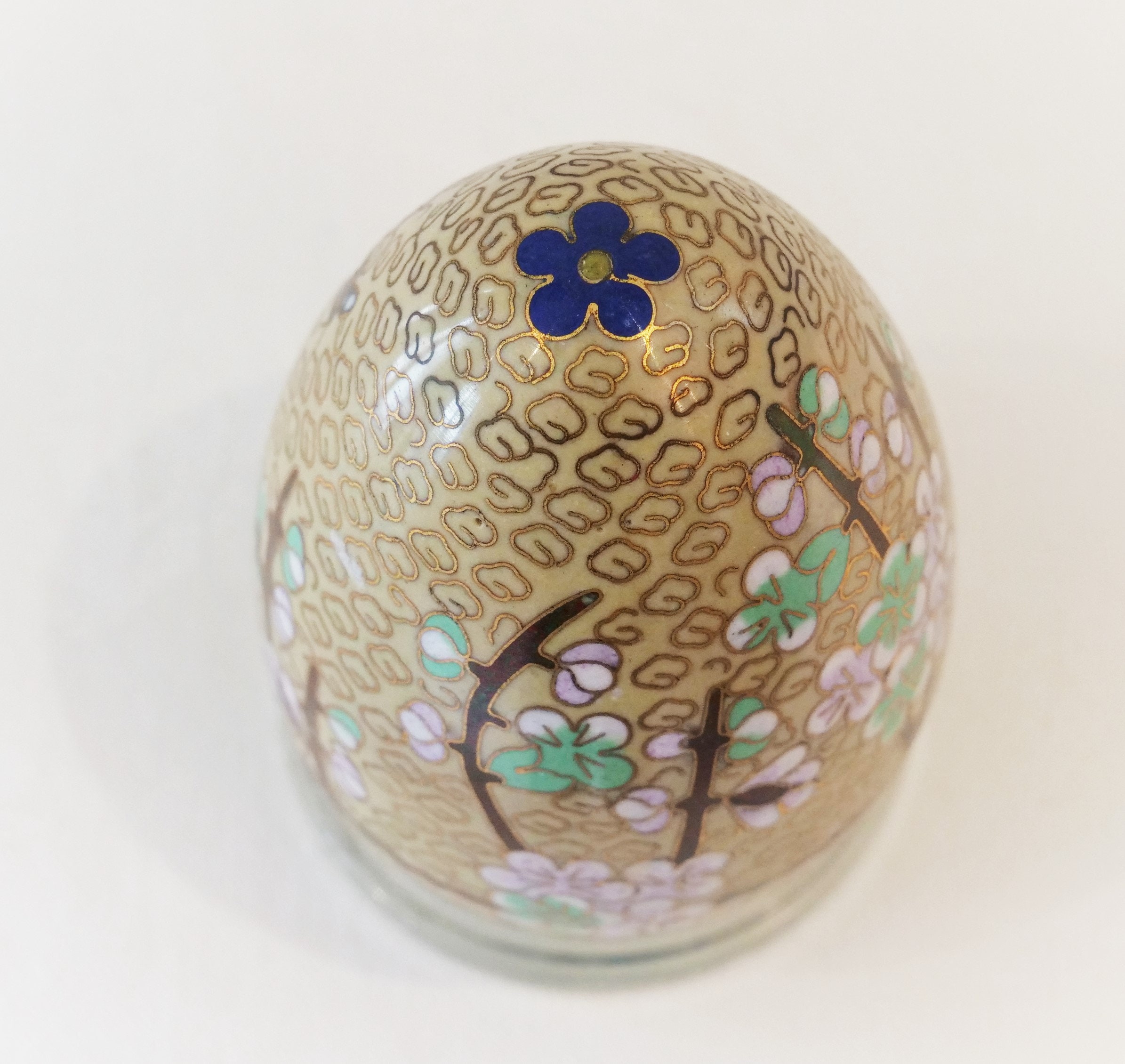 Large Cloisonné Egg Large Decorative Egg Enamel and Brass Etsy