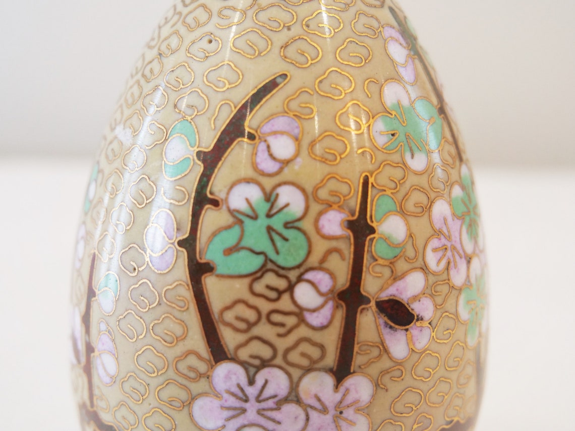 Large Cloisonné Egg Large Decorative Egg Enamel and Brass Etsy