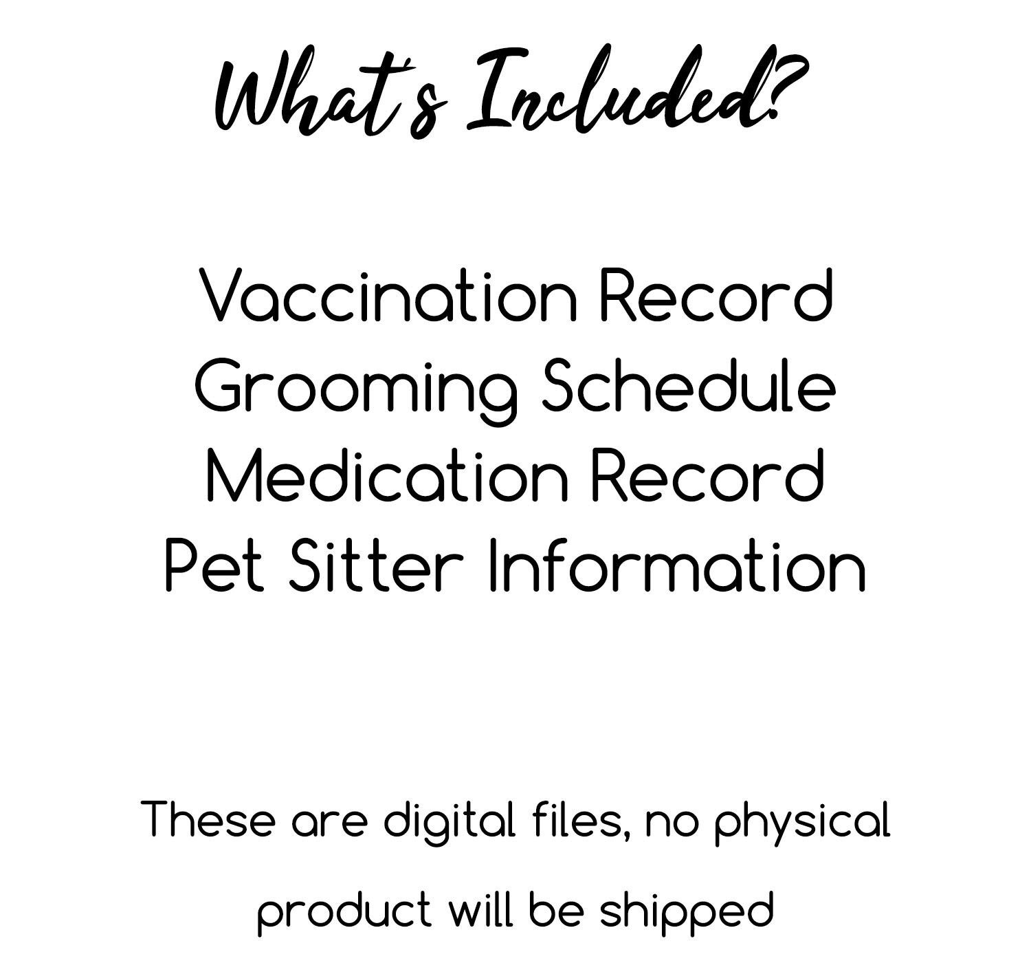 4 Pack Pet Record Kit Grooming Schedule Printable Medical Etsy